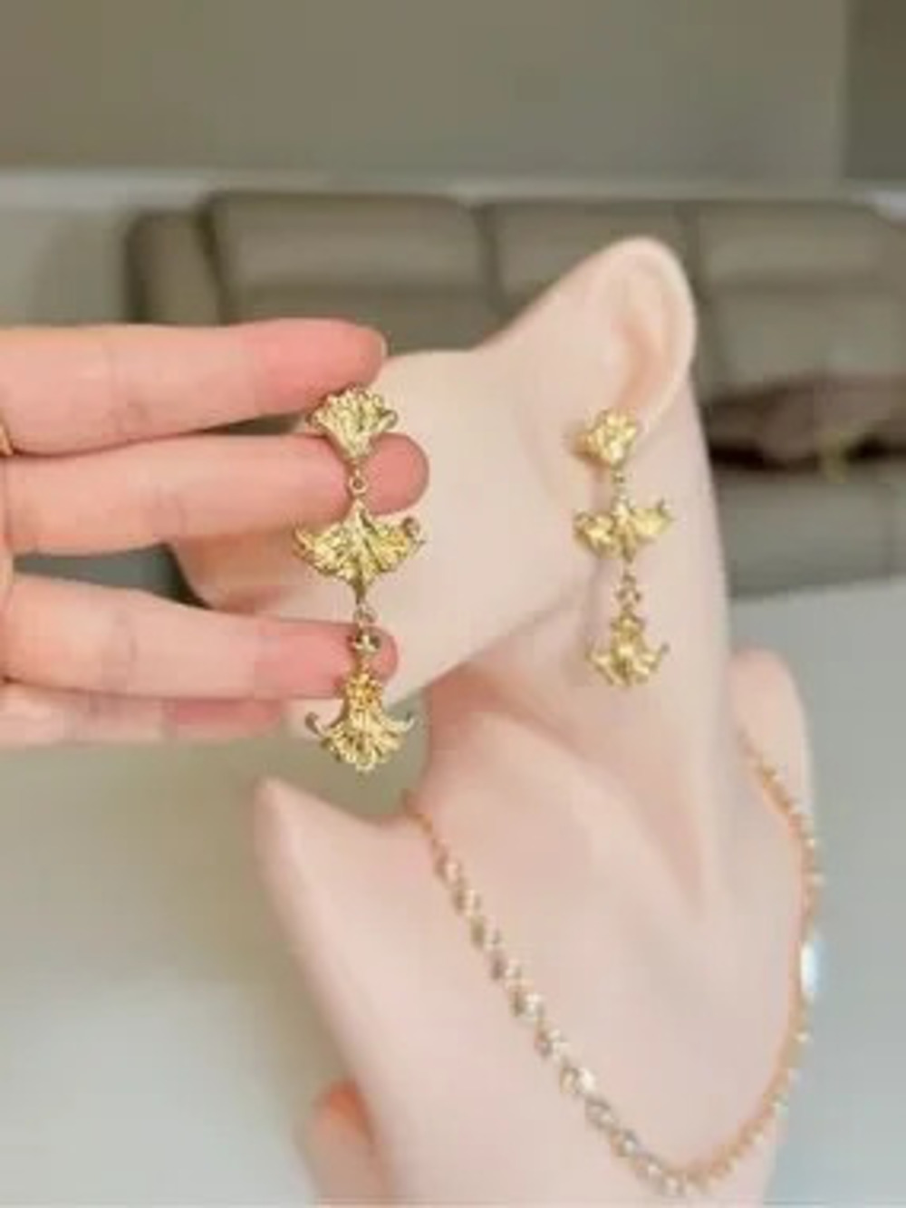 Vintage Style Gold Floral Drop Earrings